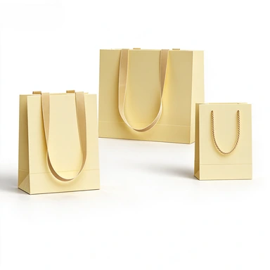 Coated Art Paper Bags-With Optional Satin & Twisted Rope Handles, Multi Color Printed Plain Gift Bags For Cosmetic Shop Wholesale