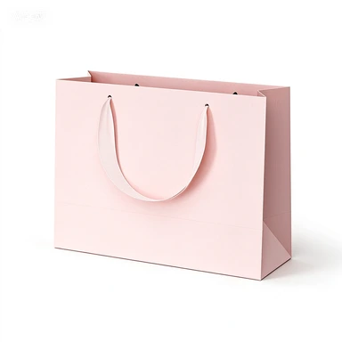 Coated Art Paper Bags-With Twisted Rope & Satin Ribbon Handles, Printed Marble Gloss Gift Bags For Holiday Present Packaging