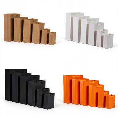 Coated Art Paper Bags-With Die-cut Fabric & Twisted Rope Handles, Multi-color Blank Gloss Gift Bags For Custom Logo Wholesale