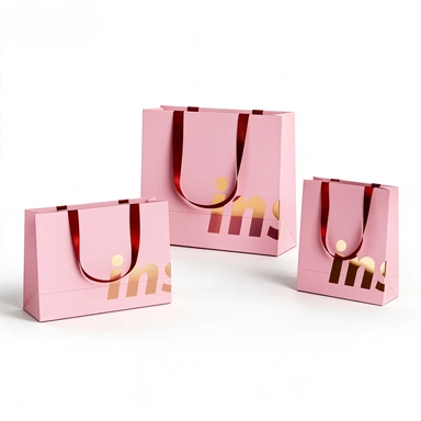 Coated Art Paper Bags-With Optional Satin & Twisted Rope Handles, Multi Color Printed Plain Gift Bags For Cosmetic Shop Wholesale