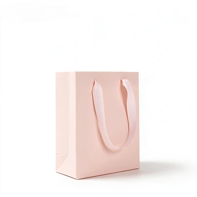 Coated Art Paper Bags-With Matching Pink Satin Ribbon Handles, Light Pink Gloss Gift Bags For Cosmetic Boutique Packaging