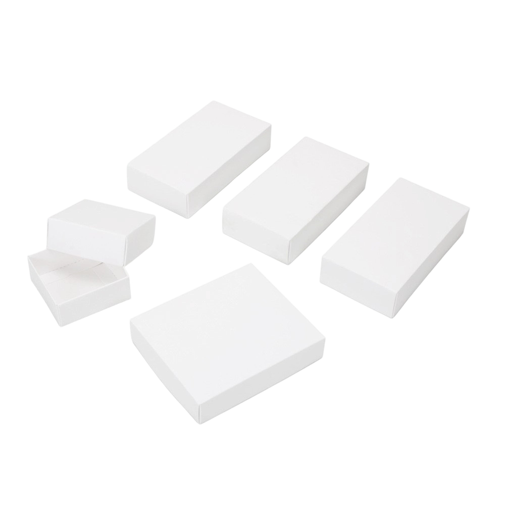 Custom Cardboard Box - Plain White Separate Lid Base Boxes Custom Logo Print For Jewelry Small Gift Packaging