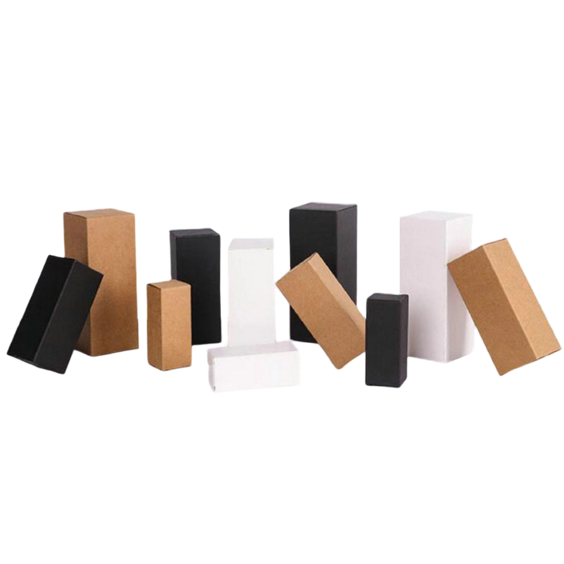 Custom Cardboard Box - Blank Fold up Boxes In Brown White Black Custom Logo For Essential Oil Bottle Packaging