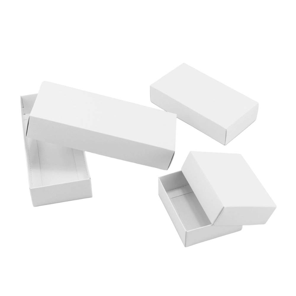 Custom Cardboard Box - Plain White Separate Lid Base Boxes Custom Logo Print For Jewelry Small Gift Packaging