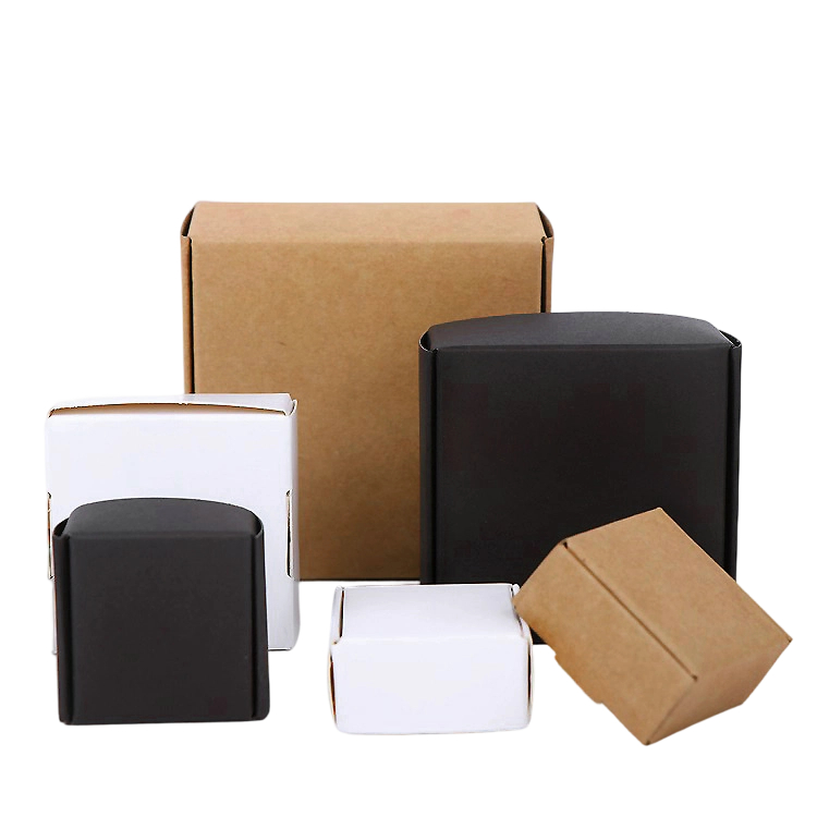Custom Cardboard Box - Blank Flip top Square Boxes In Brown White Black Custom Logo For Jewelry Packaging