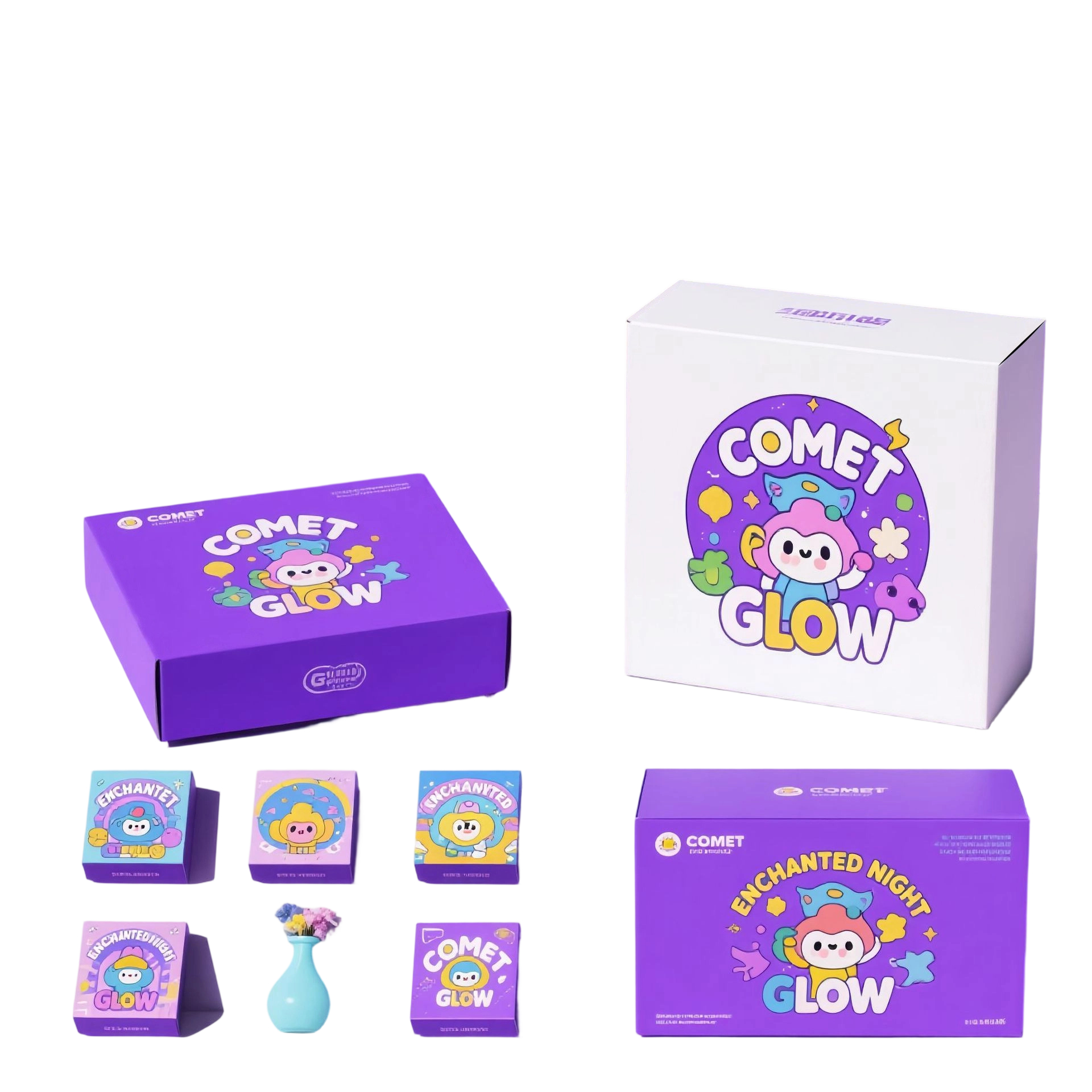Custom Cardboard Box - Full Color Printed Flip top Boxes Custom Cartoon Art For Toy Blind Gift Packaging