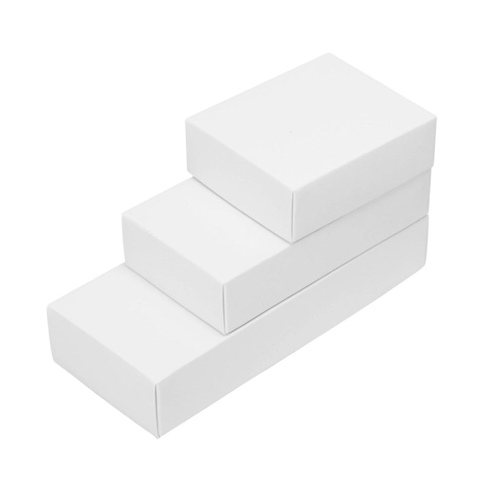 Custom Cardboard Box - Plain White Separate Lid Base Boxes Custom Logo Print For Jewelry Small Gift Packaging