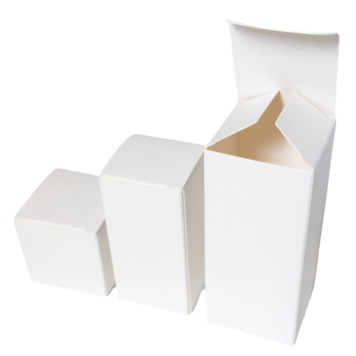 Custom Cardboard Box - White Blank Auto bottom Folding Boxes Custom Logo Print For Essential Oil Bottle Packaging