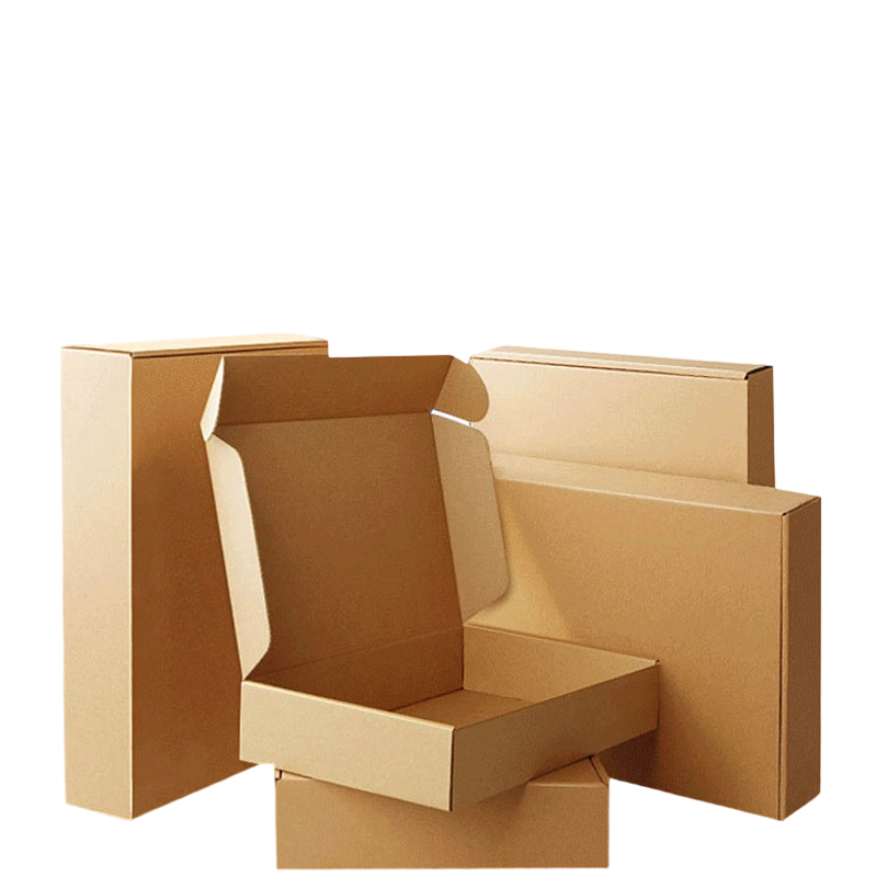 Custom Corrugated Boxes - Blank Natural Kraft Foldable Mailer Boxes Multiple Standard Sizes For E-commerce Goods Shipping