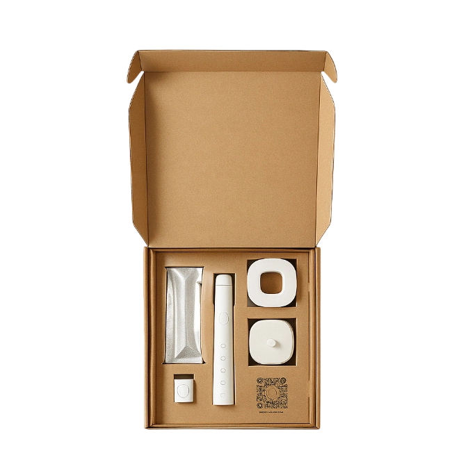 Custom Corrugated Boxes - Blank Natural Kraft Mailer Boxes Custom Brand Text Contact Info Print For Small Electronics Packaging