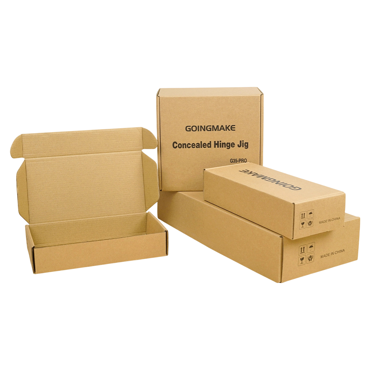 Custom Corrugated Boxes - Blank Kraft Foldable Mailer Boxes Custom Brand Model Shipping Symbol Print For Hardware Tool Packaging