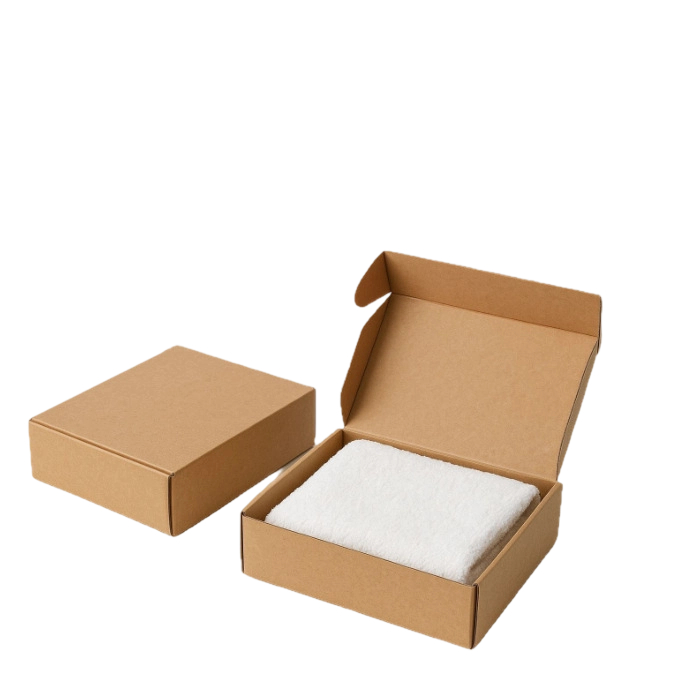 Custom Corrugated Boxes - Blank Natural Kraft Mailer Boxes Custom Brand Text Contact Info Print For Small Electronics Packaging