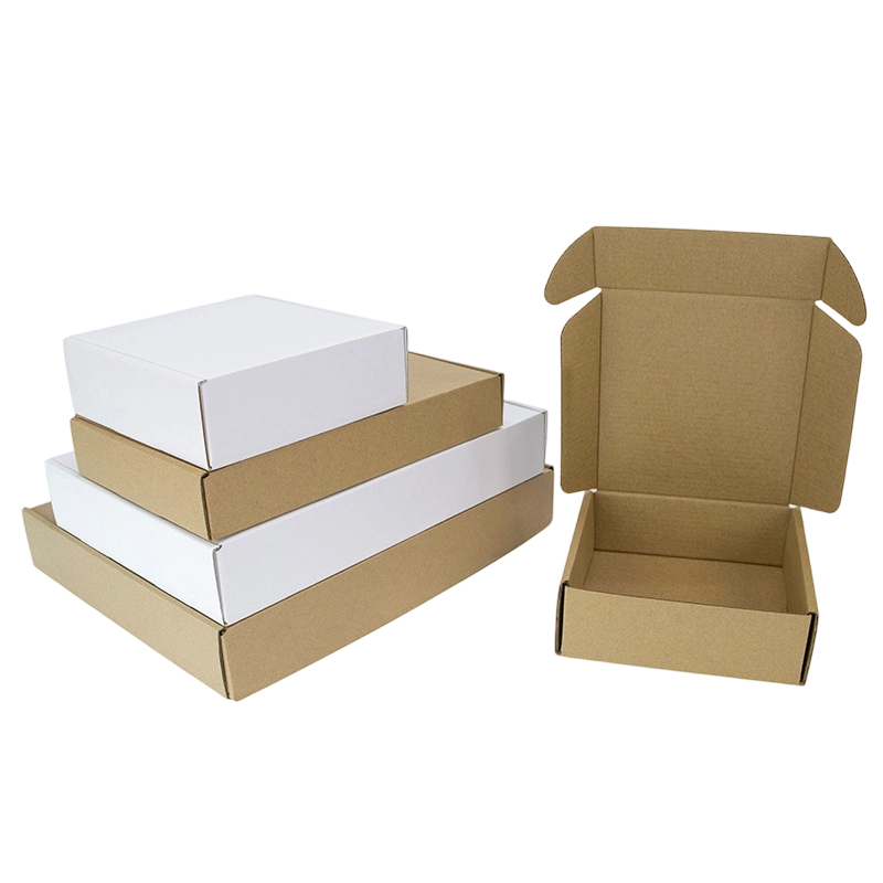 Custom Corrugated Boxes - Blank Kraft White Mailer Boxes Multi Sizes For Apparel Jewelry Cosmetic Shipping Packaging