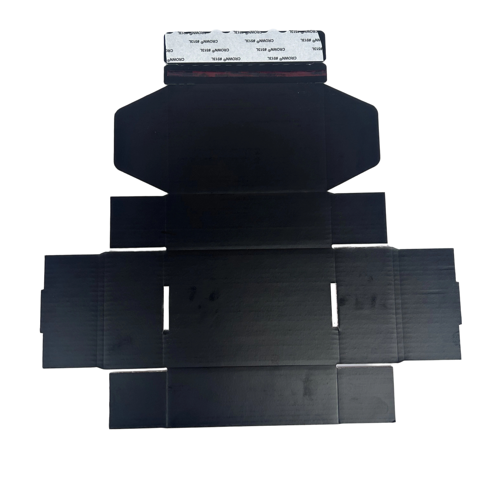 These solid matte black custom corrugated mailer boxes adopt integrated self-adhesive tear strip for tape-free sealing, with black inner liner. Foldable flat design reduces storage and shipping cost, snap lock structure for easy assembly. Support full custom logo and graphic printing, ideal for high-end cosmetics, electronics and premium small goods e-commerce shipping.
