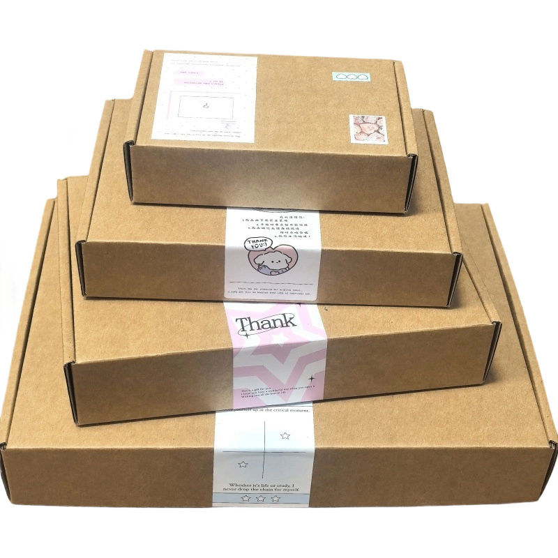Custom Corrugated Boxes - Blank Kraft Foldable Mailer Boxes Custom Cartoon Thank You Sticker Brand Text For Cosmetic Gift Shipping