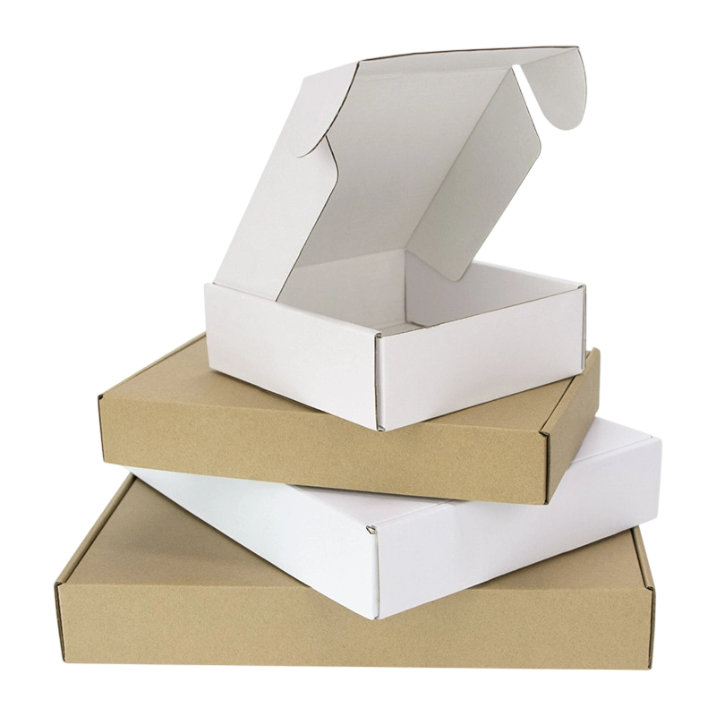 Custom Corrugated Boxes - Blank Kraft White Mailer Boxes Multi Sizes For Apparel Jewelry Cosmetic Shipping Packaging