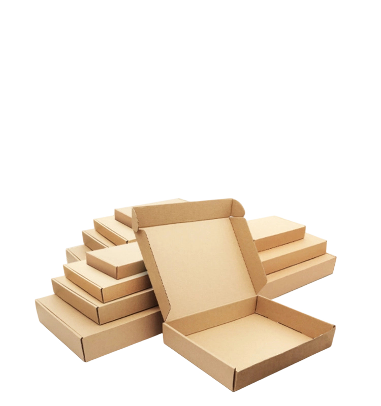 Custom Corrugated Boxes - Blank Natural Kraft Foldable Mailer Boxes Multi Standard Sizes For E-commerce Goods Shipping