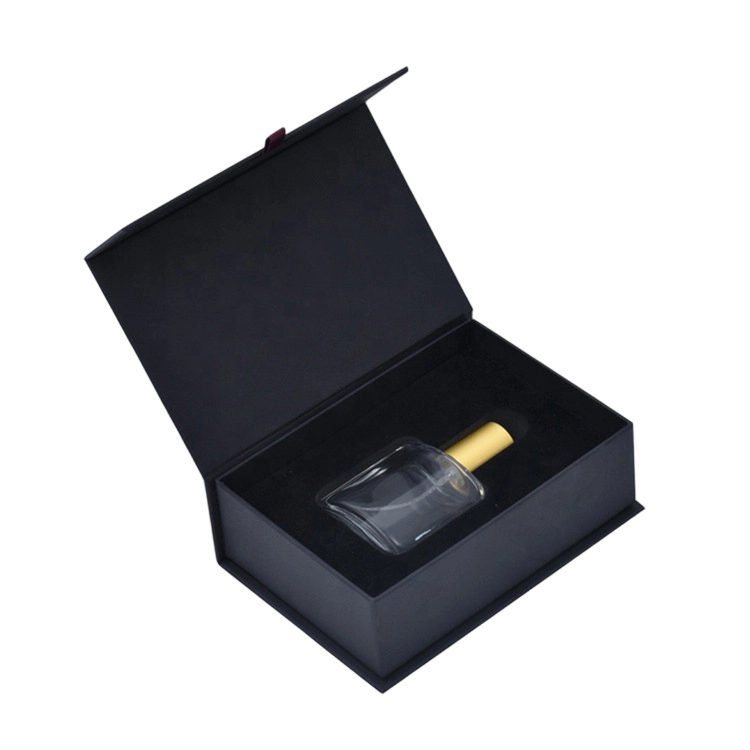 Custom Rigid Box - Magnetic Closure Black Perfume Gift Box With Custom EVA Foam Insert