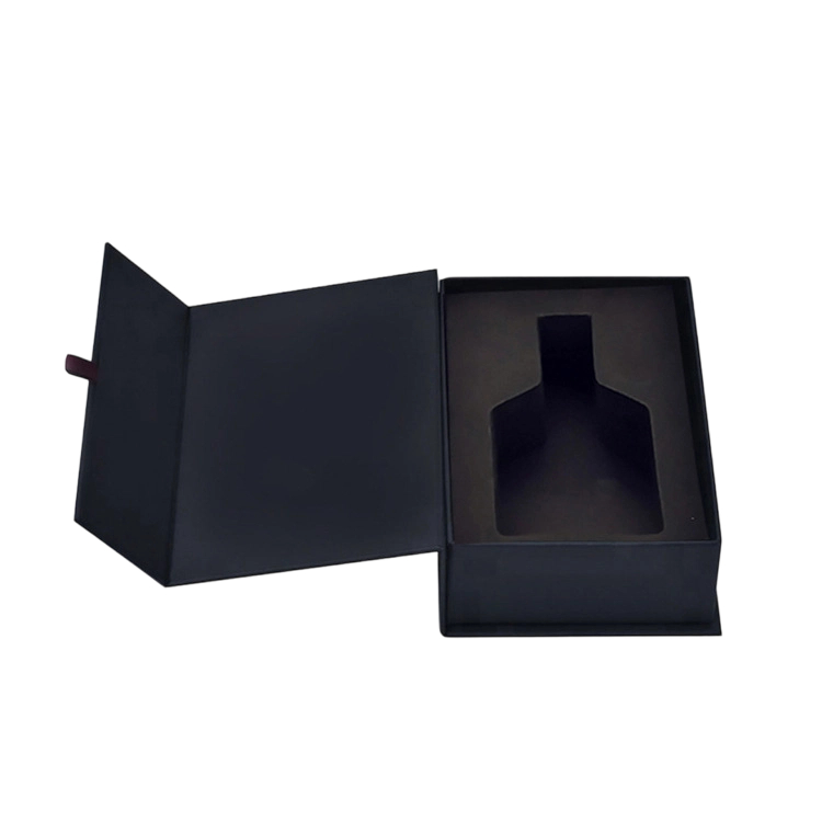 Custom Rigid Box - Magnetic Closure Black Perfume Gift Box With Custom EVA Foam Insert