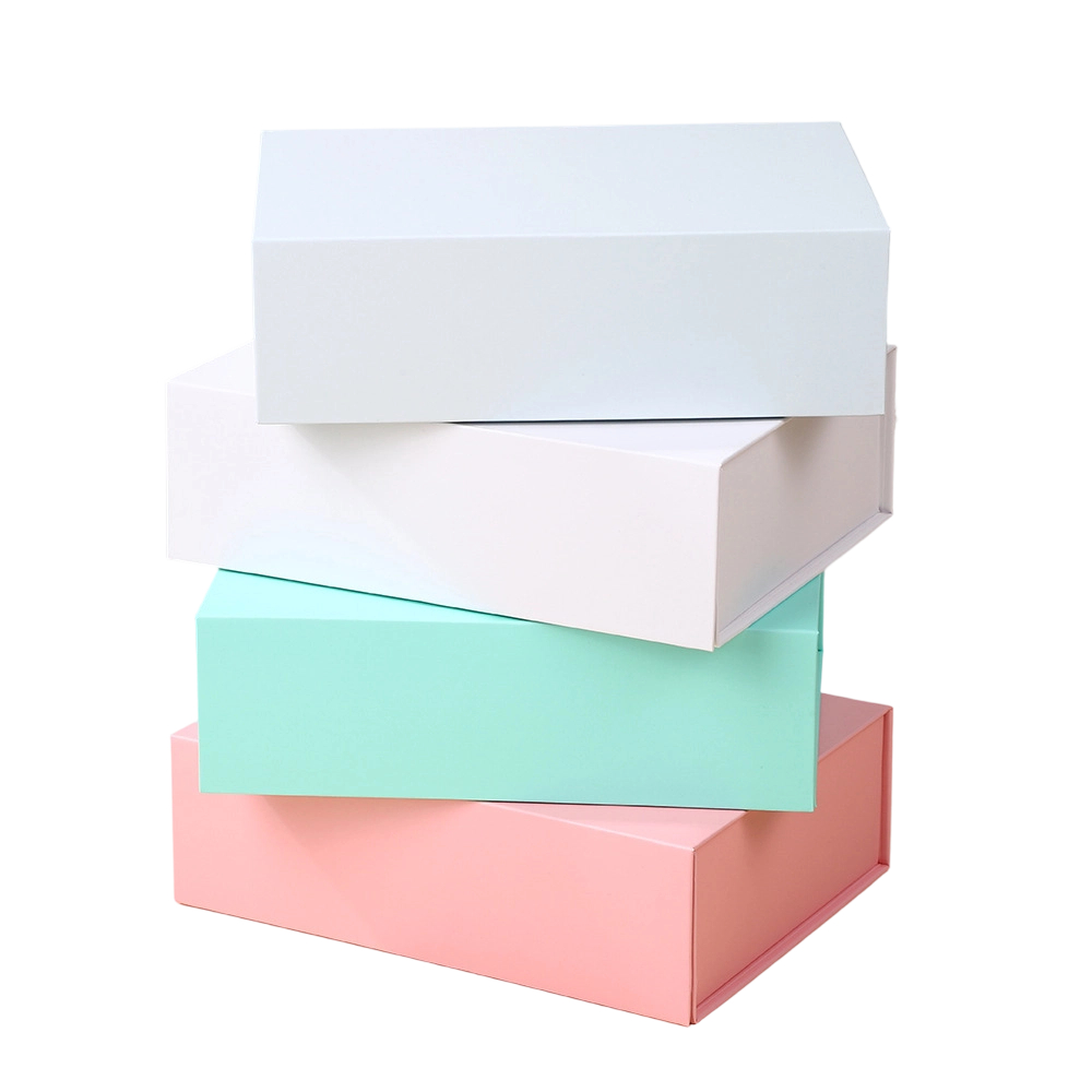 Custom Rigid Box - Magnetic Closure Flat Foldable Colorful Gift Packaging For Cosmetic Apparel