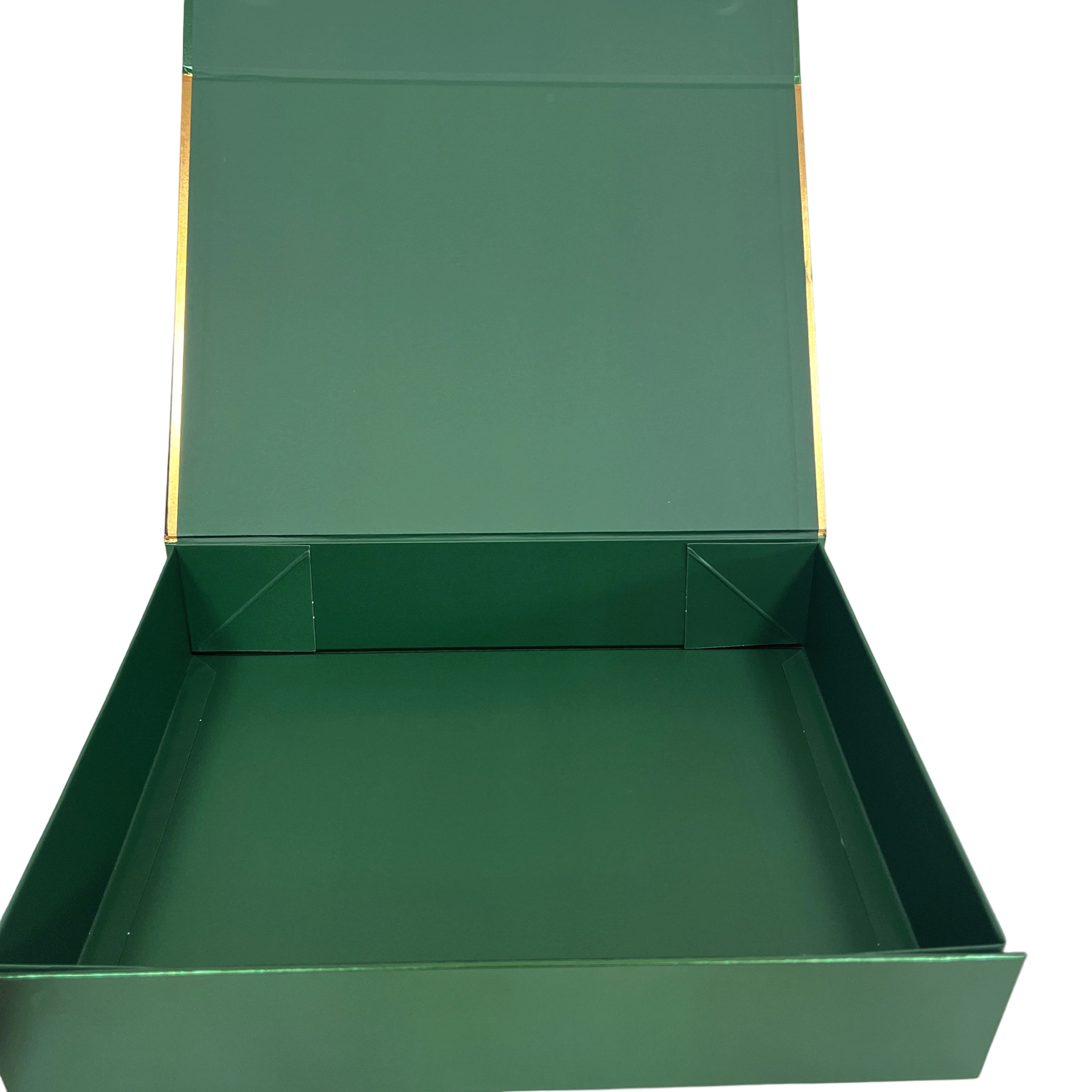 Custom Rigid Box - Magnetic Closure Flat Foldable Dark Green Gift Box With Gold Foil Logo For Arabic Thobe Clothing Packaging