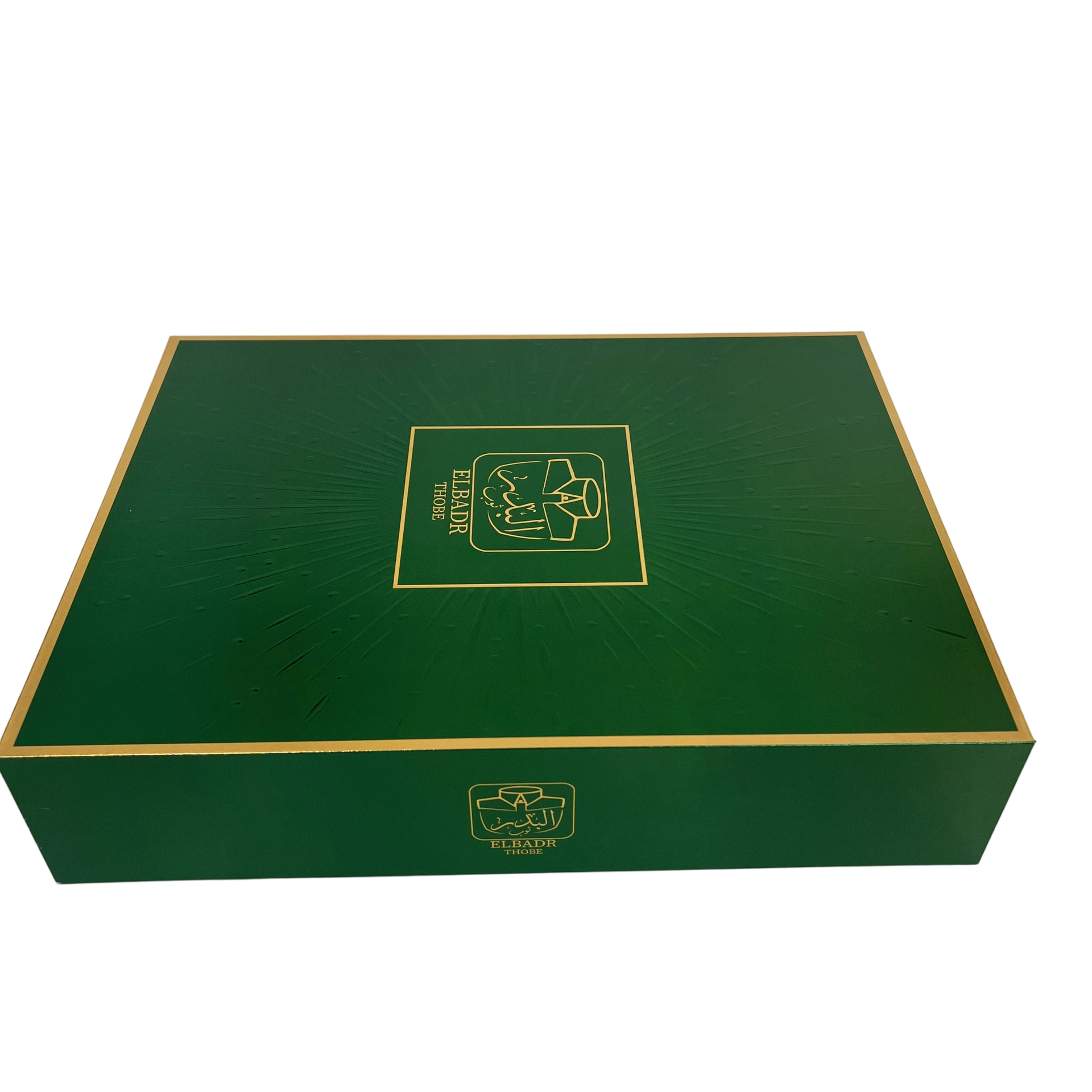 Custom Rigid Box - Magnetic Closure Flat Foldable Dark Green Gift Box With Gold Foil Logo For Arabic Thobe Clothing Packaging