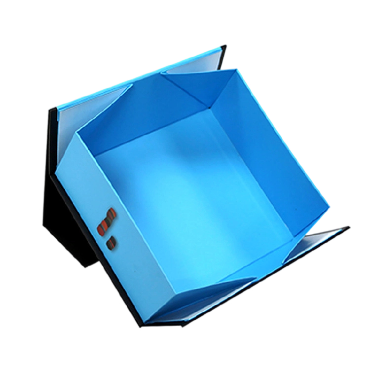 Custom Rigid Box - Magnetic Closure Flat Foldable Gradient Blue Gift Box For Custom Logo Toy Packaging