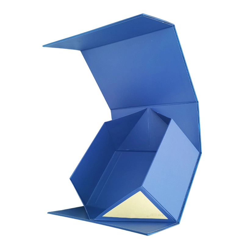 Custom Rigid Box - Magnetic Closure Flat Foldable Gradient Blue Gift Box For Custom Logo Toy Packaging