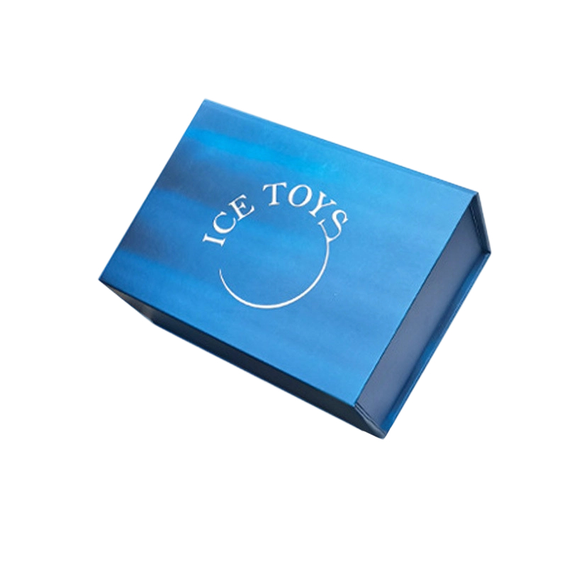 Custom Rigid Box - Magnetic Closure Flat Foldable Gradient Blue Gift Box For Custom Logo Toy Packaging