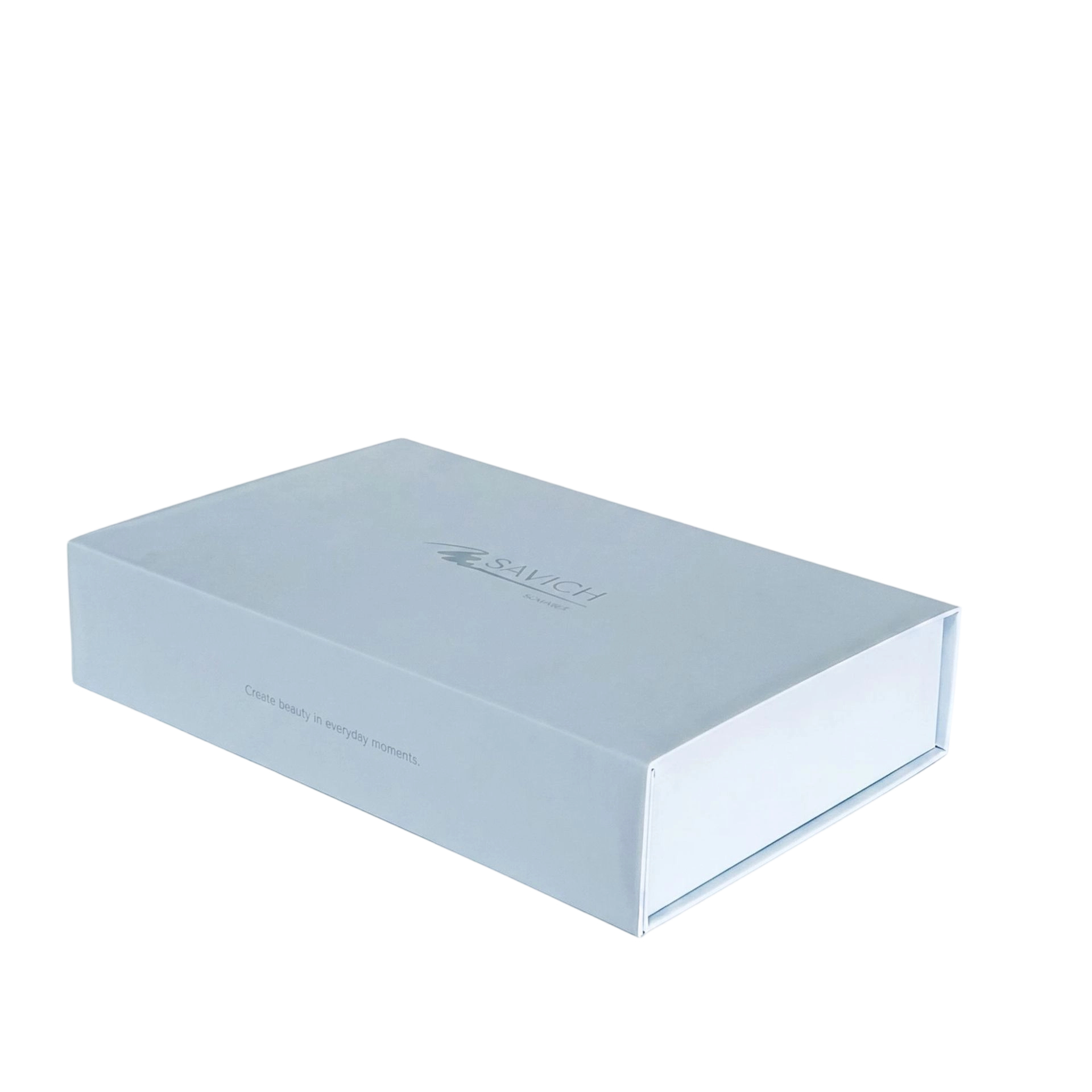Custom Rigid Box - Magnetic Closure Flat Foldable Light Blue Gift Box With Custom Inside Print