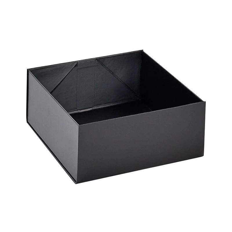 Custom Rigid Box - Magnetic Closure Flat Foldable Matte Black Gift Box For Custom Logo Brand Product Packaging