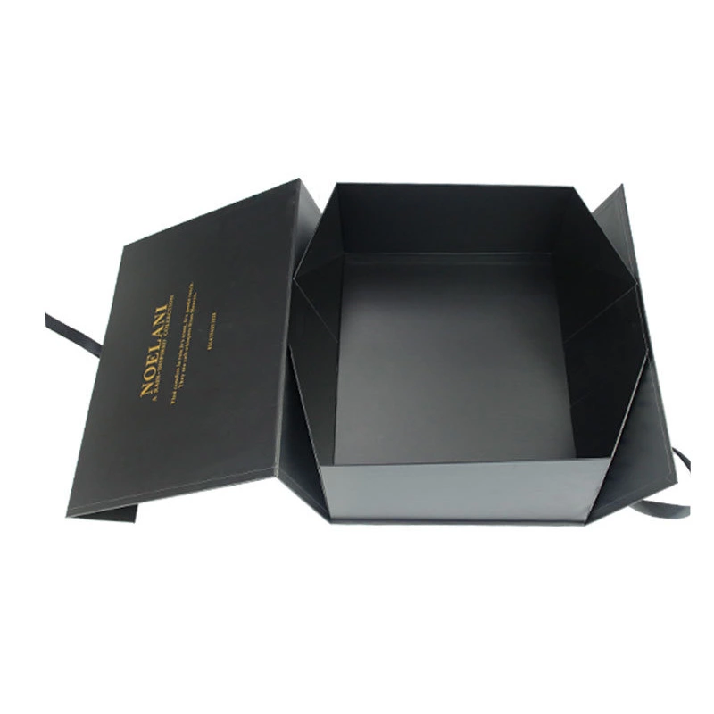 Custom Rigid Box - Magnetic Closure Flat Foldable Matte Black Gift Box For Custom Logo Brand Product Packaging