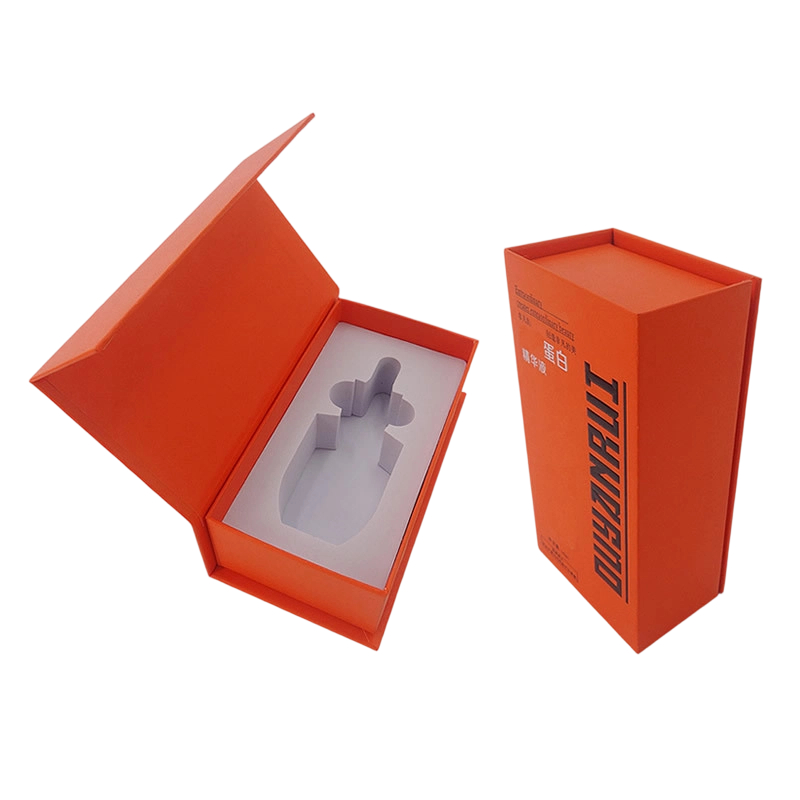 Custom Rigid Box - Magnetic Closure Long Hard Gift Box With Custom EVA Insert For Serum Skincare Bottle Packaging