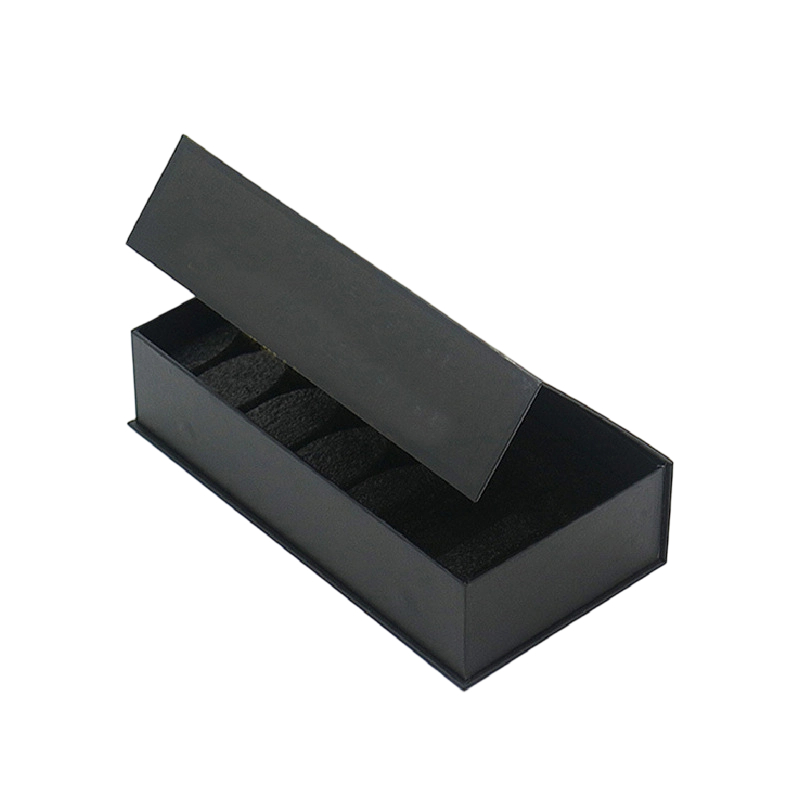 Custom Rigid Box - Magnetic Closure Matte Black Hard Box With Custom Cut EVA Insert For Electronic Device Packaging