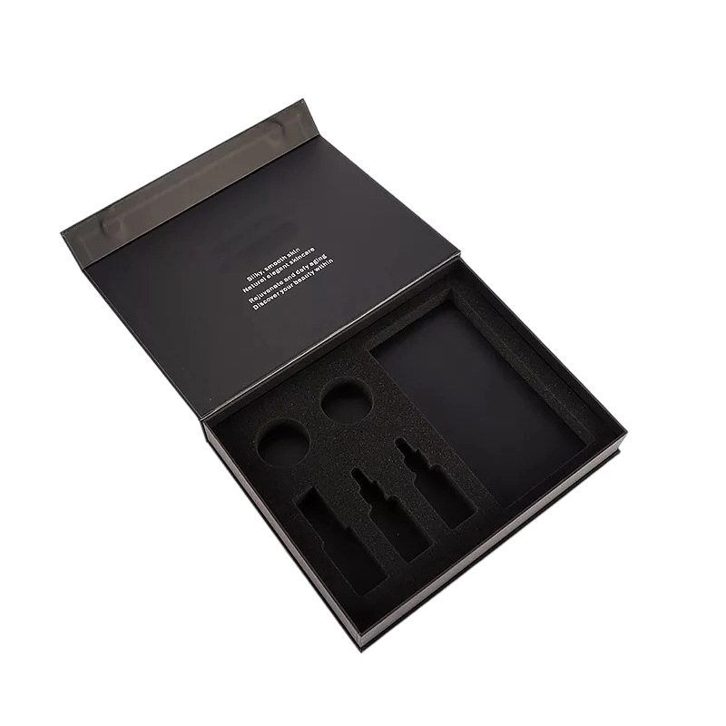 Custom Rigid Box - Magnetic Closure Matte Black Hard Box With Custom Cut EVA Insert For Electronic Device Packaging