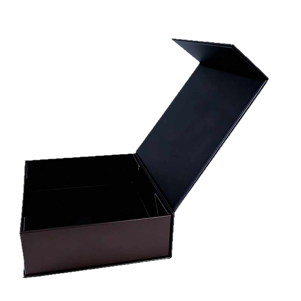 Custom Rigid Box - Magnetic Closure Matte Hard Gift Box With Custom Gold Border Logo For Luxury Business Packaging