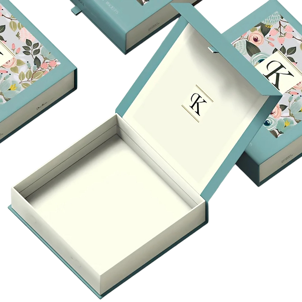 Custom Rigid Box - Magnetic Closure Mint Green Gift Box With Custom Floral & Monogram Logo Print – Inspire