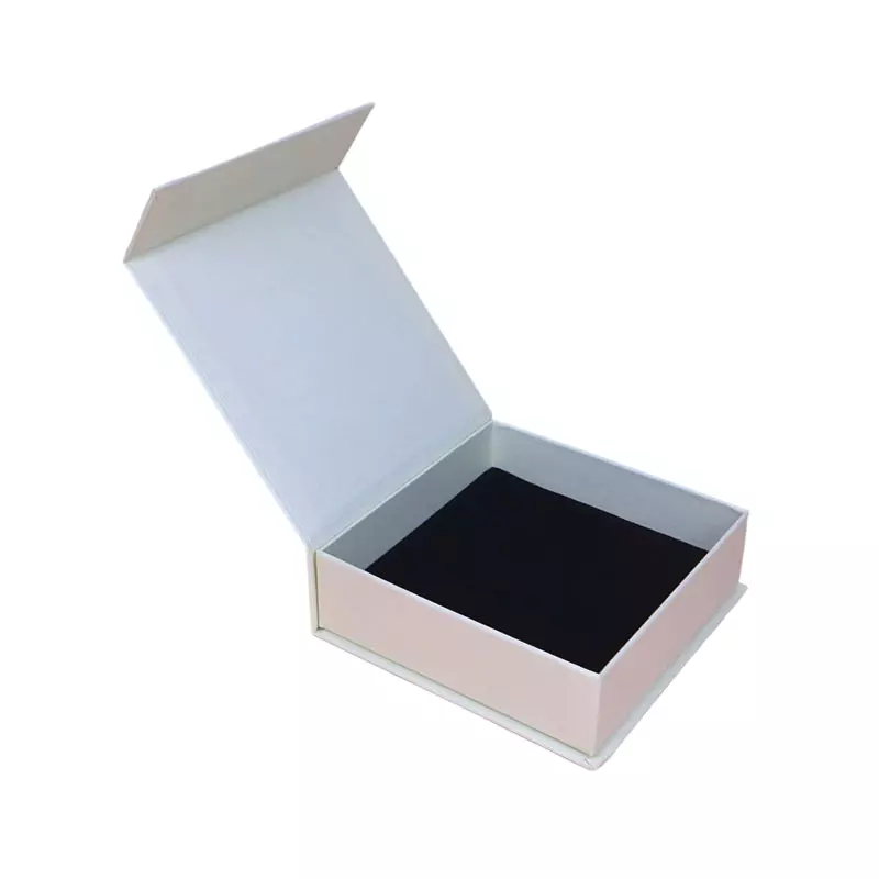 Custom Rigid Box - Magnetic Closure Pale Pink Gift Box With Black Velvet Liner For Jewelry Cosmetic