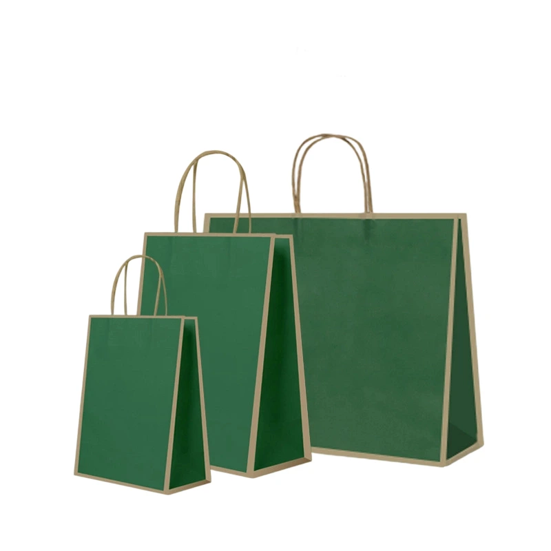 Kraft Paper Bags-With Twisted paper Handles, Gold trimmed Colorful Gift Paper Bags For Present giving