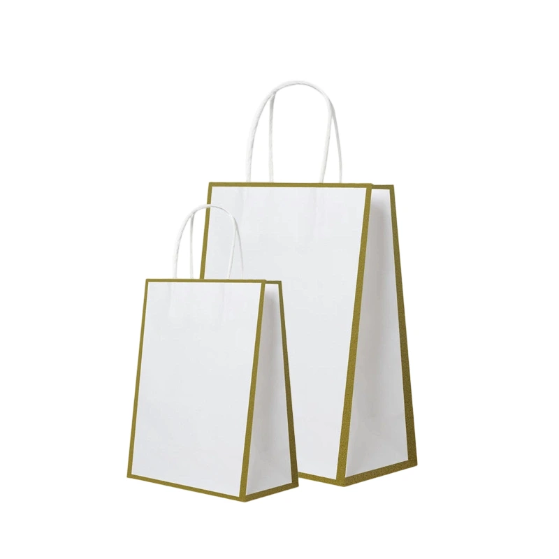 Kraft Paper Bags-With Twisted paper Handles, Gold trimmed Colorful Gift Paper Bags For Present giving