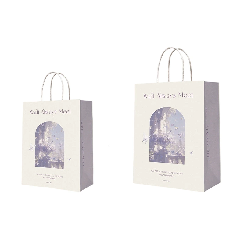 Kraft Paper Bag-Cartoon printed Gift Bags With Twisted paper Handles Custom Logo For Bakery And Flower gift Packaging