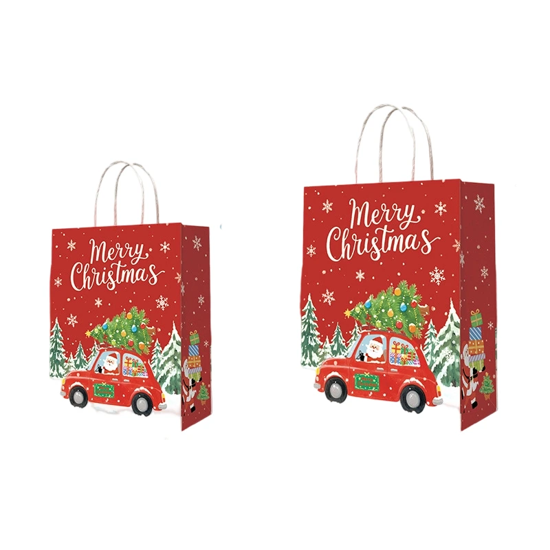 Kraft Paper Bags-Season themed Gift Bags With Twisted paper Handles Custom Logo For Holiday gift Packaging