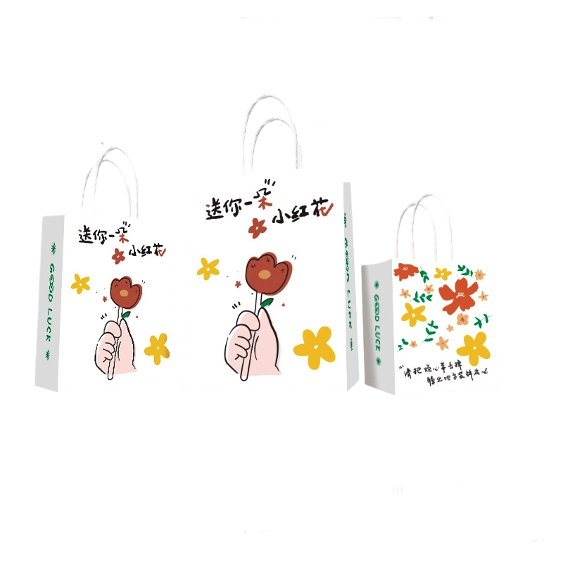 Kraft Paper Bags-Cartoon print Gift Bags With Twisted paper Handles Custom Logo For Kids Gifts And Bakery Packaging