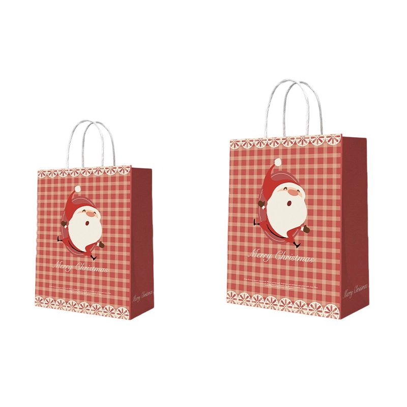 Kraft Paper Bags-Christmas & Cartoon printed Gift Bags With Twisted paper Handles Custom Logo For Holiday gift Packaging