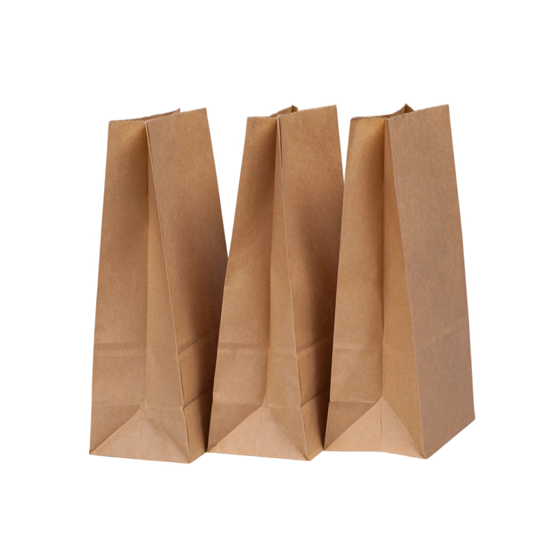 Kraft Paper Bags - Brown Food grade Paper Bags Custom Logo Print For Bread Packaging