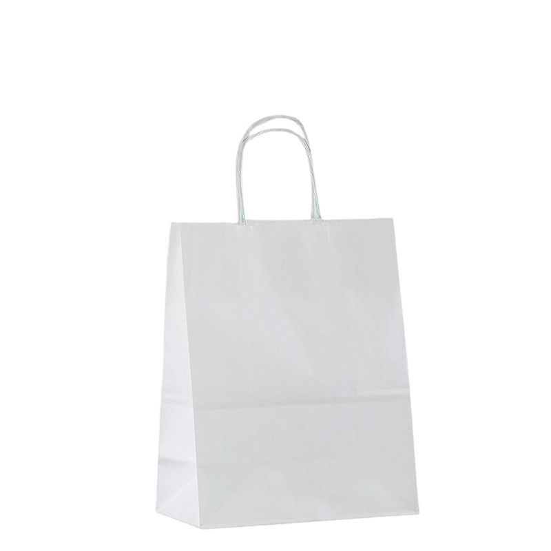 Kraft Paper Bags-Solid color Gift Bags With Twisted Paper Handles Custom Logo For Shopping And Bakery Packaging
