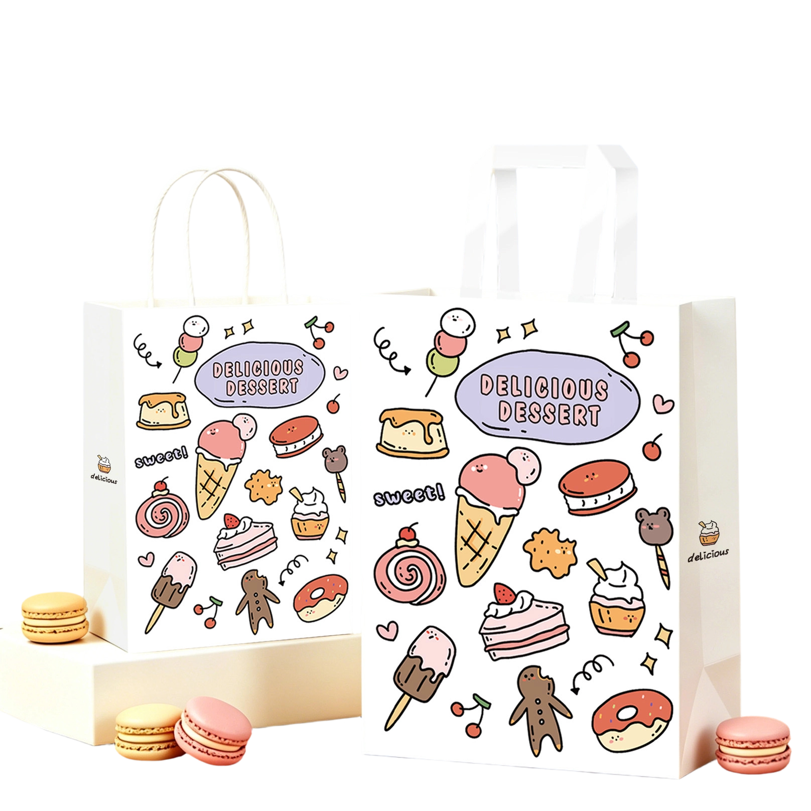 Kraft Paper Bags-Cartoon Printed Gift Bags With Paper Handles Custom Logo For Kids Birthday Party Packaging