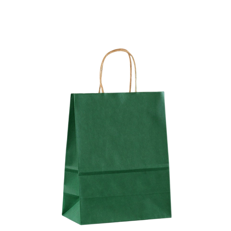 Kraft Paper Bags-Solid color Gift Bags With Twisted Paper Handles Custom Logo For Shopping And Bakery Packaging