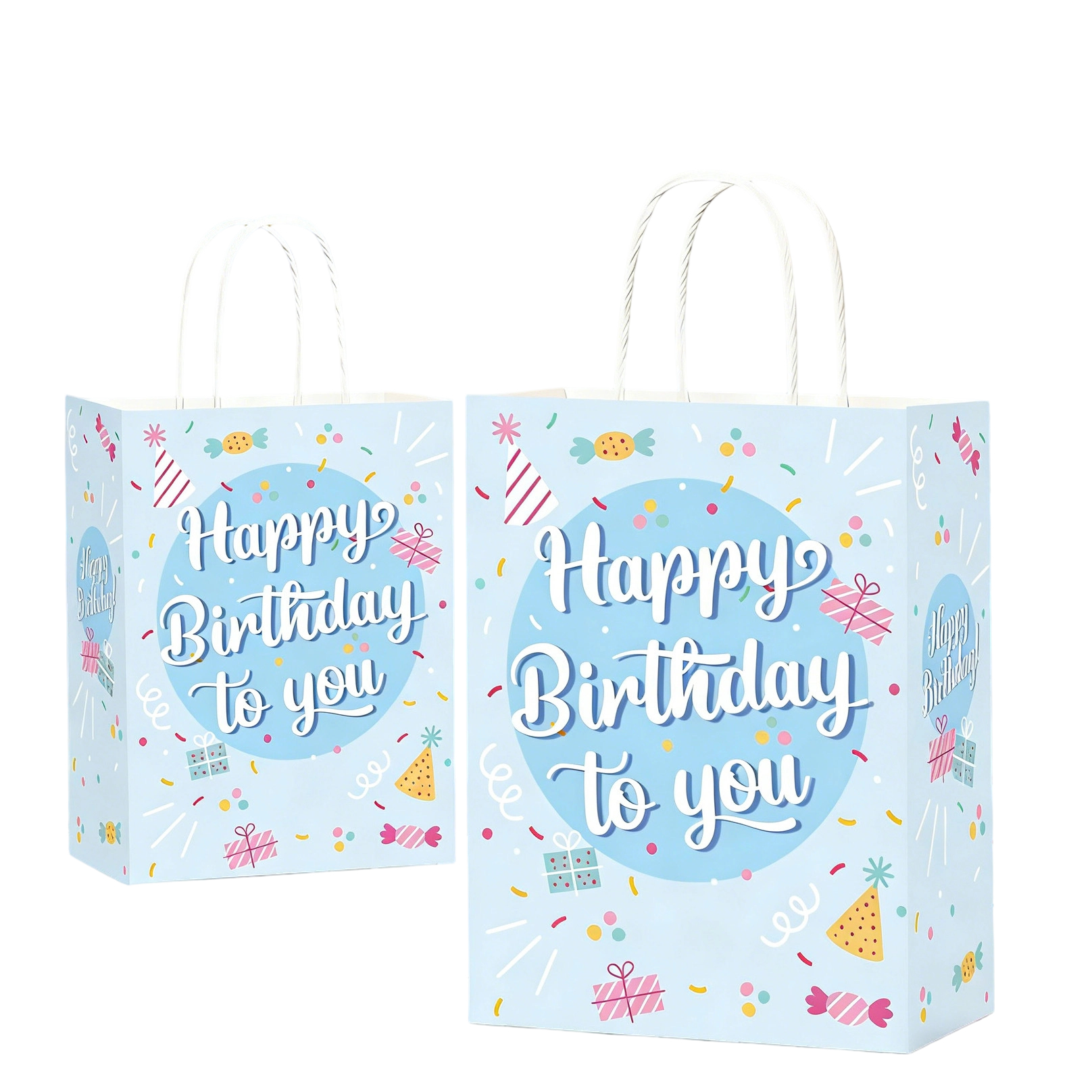 Kraft Paper Bags-Cartoon Printed Gift Bags With Paper Handles Custom Logo For Kids Birthday Party Packaging