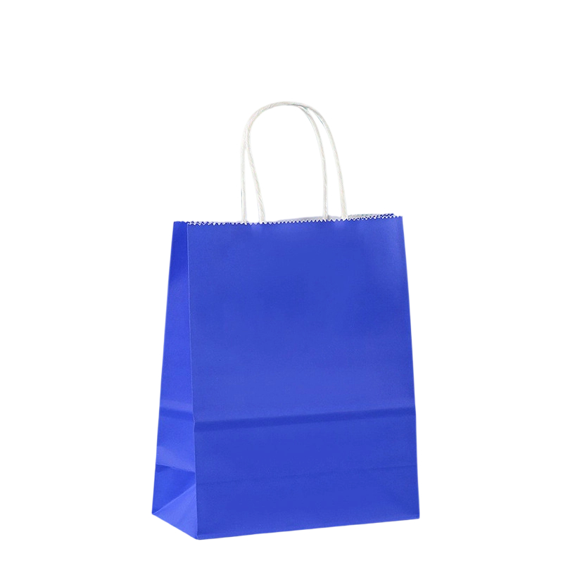 Kraft Paper Bags-Solid color Gift Bags With Twisted Paper Handles Custom Logo For Shopping And Bakery Packaging